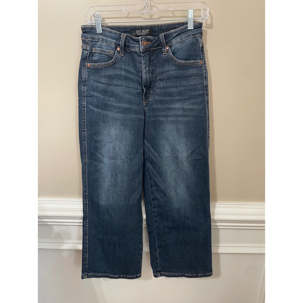 Judy Blue Wide Crop Jeans Dark Wash Denim Size 7/28 Measures 27" JB88876